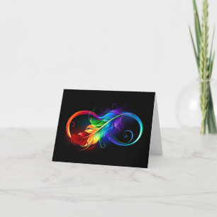 Tarjeta De Agradecimiento Símbolo infinito con pluma arco iris