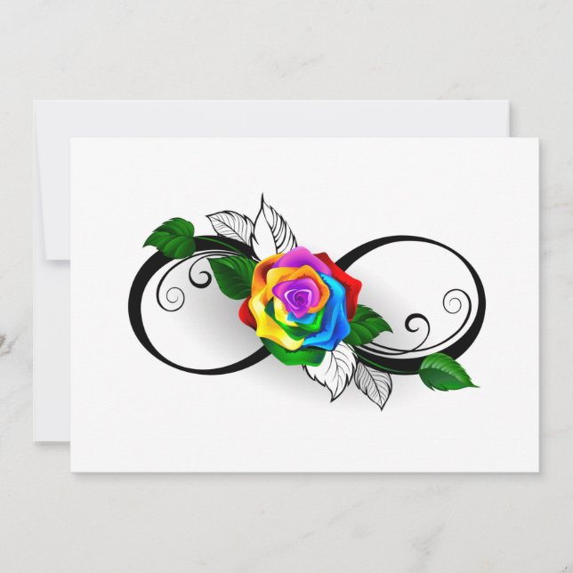 Tarjeta De Agradecimiento Símbolo infinito con Rosa arcoiris (Anverso)