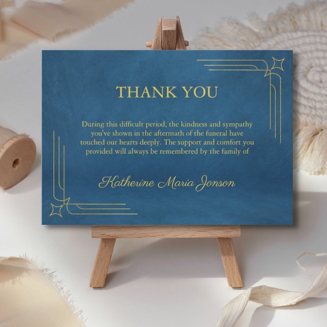 Tarjeta De Agradecimiento Simpatía azul simple mínima después del funeral (Subido por el creador)
