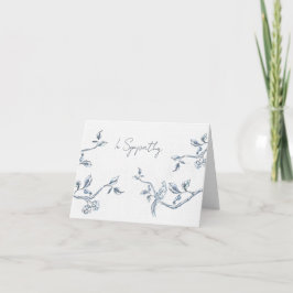 Tarjeta De Agradecimiento Simpatía botánica azul y blanca