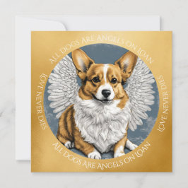 Tarjeta De Agradecimiento Simpatía de Corgi Angel con pembroke de oro