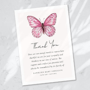 Tarjeta De Agradecimiento Simpatía de Mariposa Funeral