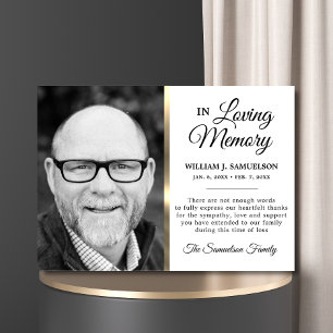 Tarjeta De Agradecimiento Simpatía de oro blanco Memoria del funeral GRACIAS