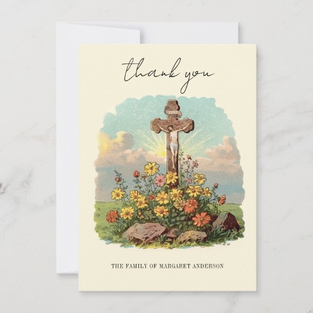 Tarjeta De Agradecimiento Simpatía en memoria de funerales florales de la Cr (Anverso)