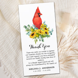 Tarjeta De Agradecimiento Simpatía en memoria del funeral del Cardenal Sunfl