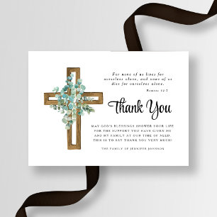 Tarjeta De Agradecimiento Simpatía Eucalyptus Cross Funeral