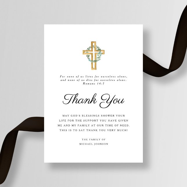 Tarjeta De Agradecimiento Simpatía Eucalyptus Cross Funeral (Sympathy Eucalyptus Cross Funeral Thank You Card)