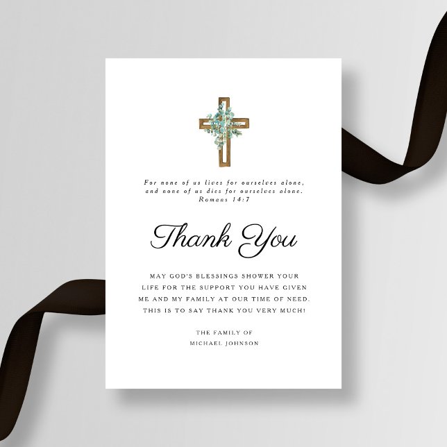 Tarjeta De Agradecimiento Simpatía Eucalyptus Cross Funeral (Sympathy Eucalyptus Cross Funeral Thank You Card)