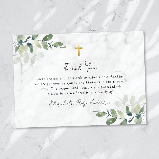 Tarjeta De Agradecimiento Simpatía Eucalyptus Cross Funeral (Subido por el creador)