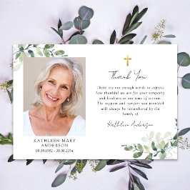 Tarjeta De Agradecimiento Simpatía Eucalyptus Cross Photo Funeral