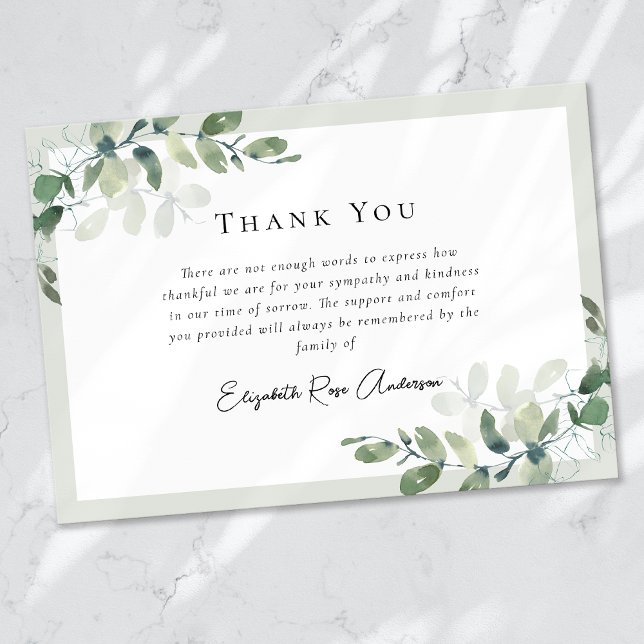Tarjeta De Agradecimiento Simpatía Eucalyptus Funeral (Subido por el creador)