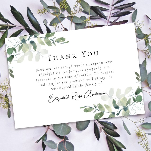 Tarjeta De Agradecimiento Simpatía Eucalyptus Funeral (Subido por el creador)