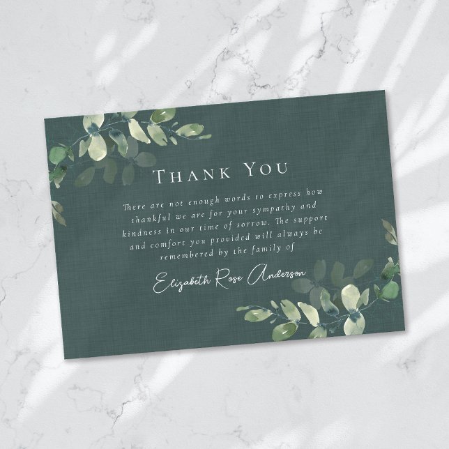 Tarjeta De Agradecimiento Simpatía Eucalyptus Funeral (Subido por el creador)