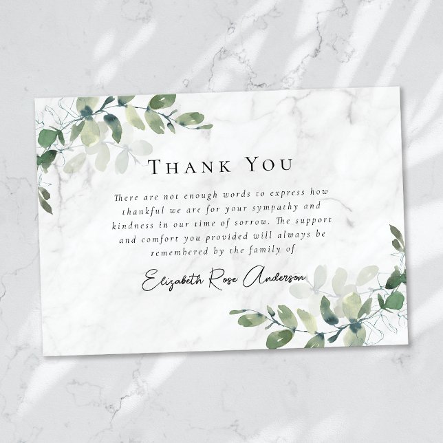 Tarjeta De Agradecimiento Simpatía Eucalyptus Funeral (Subido por el creador)
