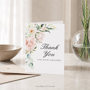 Tarjeta De Agradecimiento Simpatía Floral Rosa Foto Funeral Doble