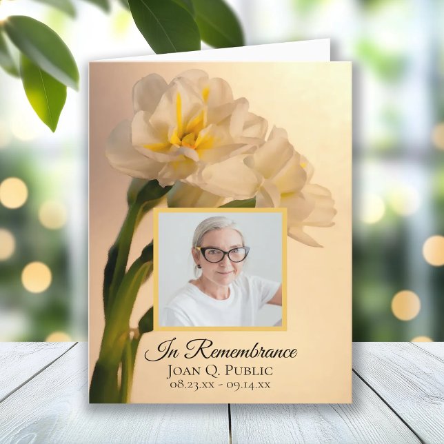 Tarjeta De Agradecimiento Simpatía fúnebre del doble Daffodis blanco (Subido por el creador)