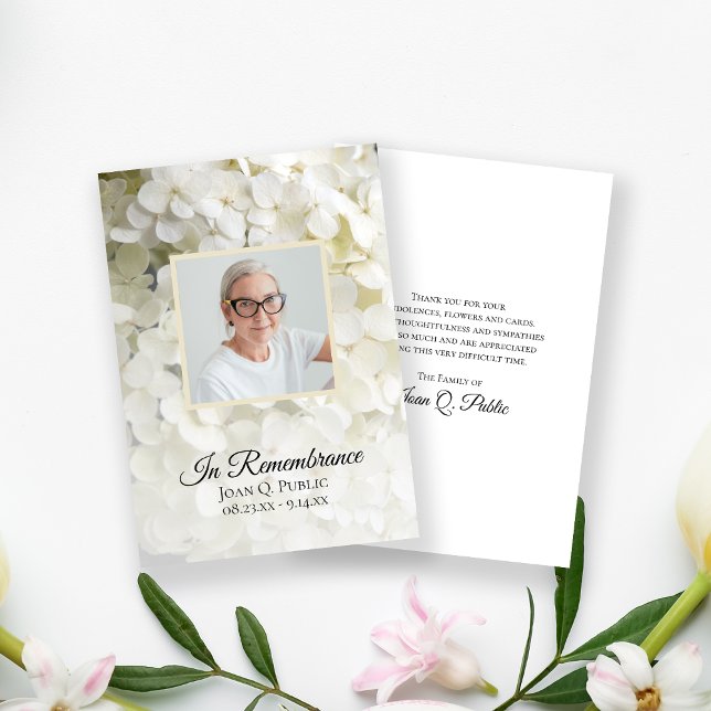 Tarjeta De Agradecimiento Simpatía fúnebre floral de Hydrangea blanca (Subido por el creador)