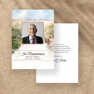 Tarjeta De Agradecimiento Simpatía Funeral Acuarela Playa Recuerdo