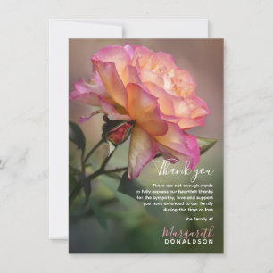 Tarjeta De Agradecimiento Simpatía Funeral GRACIAS Rosa Rosa
