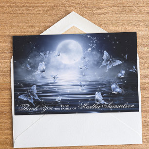 Tarjeta De Agradecimiento Simpatía funeraria Fotografía de la mariposa azul 