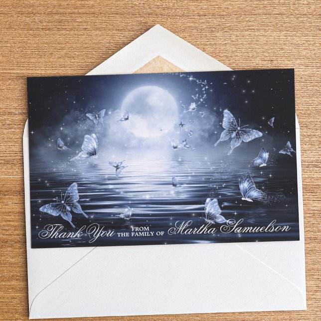 Tarjeta De Agradecimiento Simpatía funeraria Fotografía de la mariposa azul  (Subido por el creador)