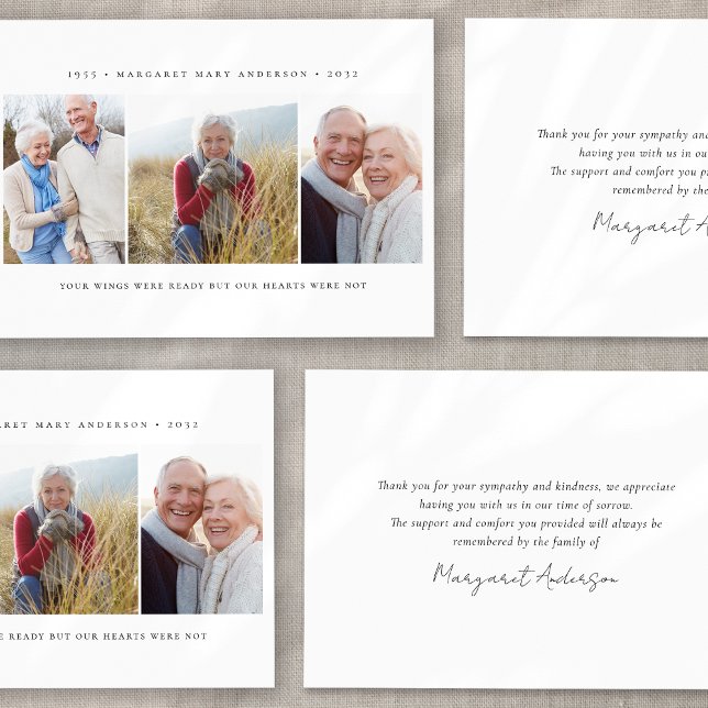 Tarjeta De Agradecimiento Simpatía funeraria fotográfica minimalista (Subido por el creador)