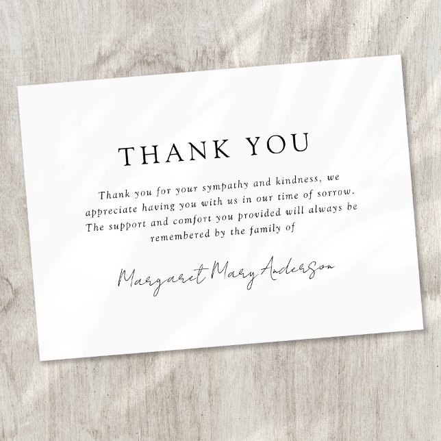 Tarjeta De Agradecimiento Simpatía funeraria simple (Subido por el creador)