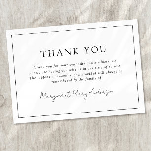 Tarjeta De Agradecimiento Simpatía funeraria simple