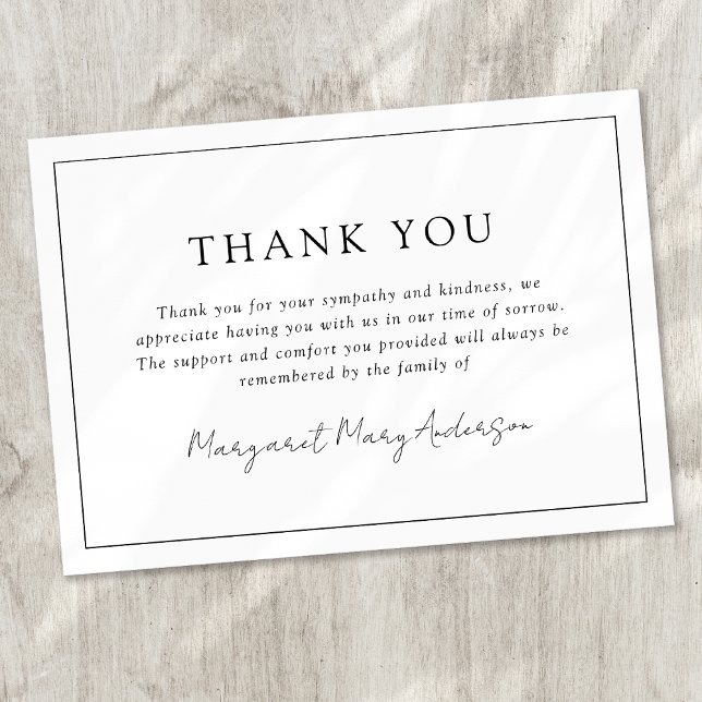 Tarjeta De Agradecimiento Simpatía funeraria simple (Subido por el creador)