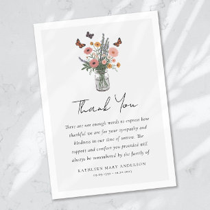 Tarjeta De Agradecimiento Simpatía Mariposa Funeral