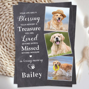 Tarjeta De Agradecimiento Simpatía mascota 3 Foto Memorial Perro Personaliza