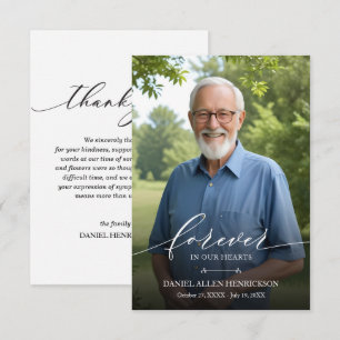 Tarjeta De Agradecimiento Simpatía moderna en memoria de funerales fotográfi