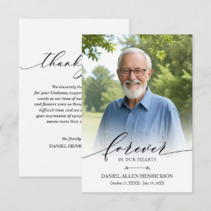 Tarjeta De Agradecimiento Simpatía moderna en memoria de funerales fotográfi