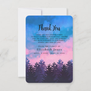 Tarjeta De Agradecimiento Simpatía por el bosque de Sunset de color de agua