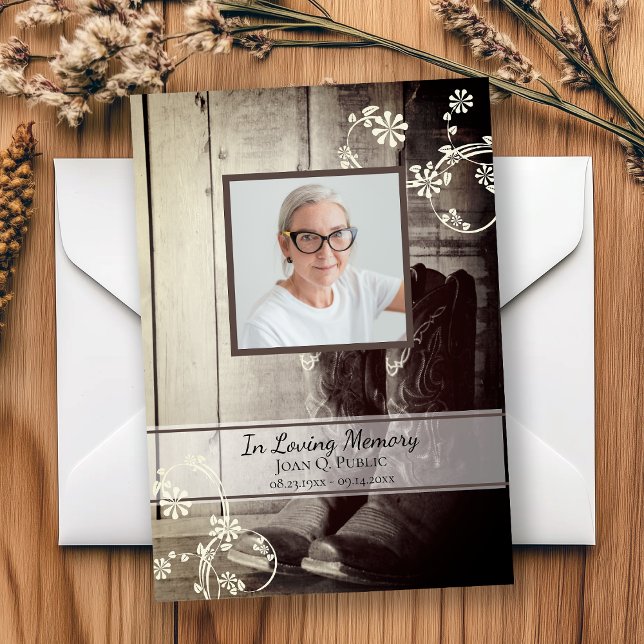 Tarjeta De Agradecimiento Simpatía por el funeral de Western Cowboy Boots (Subido por el creador)