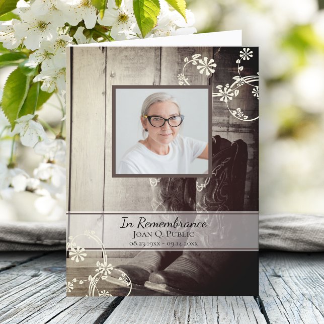 Tarjeta De Agradecimiento Simpatía por el funeral de Western Cowboy Boots (Subido por el creador)