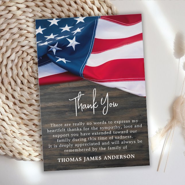 Tarjeta De Agradecimiento Simpatía por la Bandera Patriótica Veterano Milita (Subido por el creador)