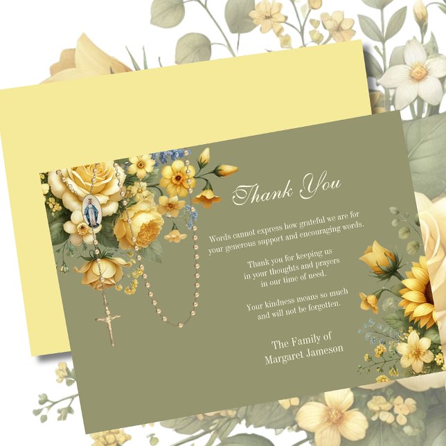 Tarjeta De Agradecimiento Simpatía por la condolencia funeraria floral catól (Subido por el creador)