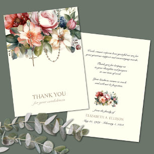Tarjeta De Agradecimiento Simpatía por la condolencia funeraria floral catól