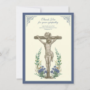Tarjeta De Agradecimiento Simpatía religiosa Condolencia Jesús en la Cruz