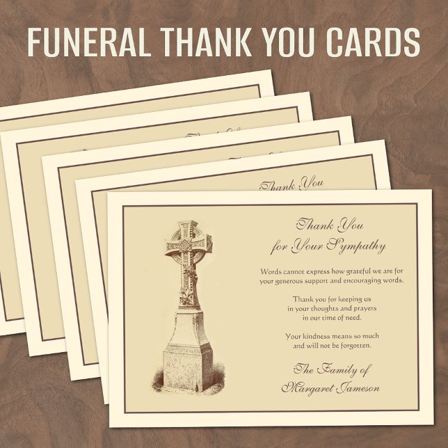 Tarjeta De Agradecimiento Simpatía religiosa por la condolencia funeraria ce (Celtic Cross Funeral Memorial Thank You Cards Sympathy and Condolences )