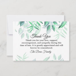 Tarjeta De Agradecimiento Simpatizantes de color de agua minimalista Verdor 