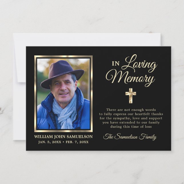 Tarjeta De Agradecimiento Simpatizantes Memoria Funeral GRACIAS A USTED Foto (Anverso)