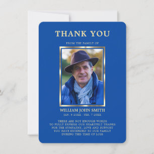 Tarjeta De Agradecimiento Simpatizantes Memoria Funeral GRACIAS Foto Azul