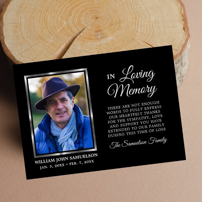 Tarjeta De Agradecimiento Simpatizantes Memoria Funeral Negro GRACIAS Foto (Subido por el creador)