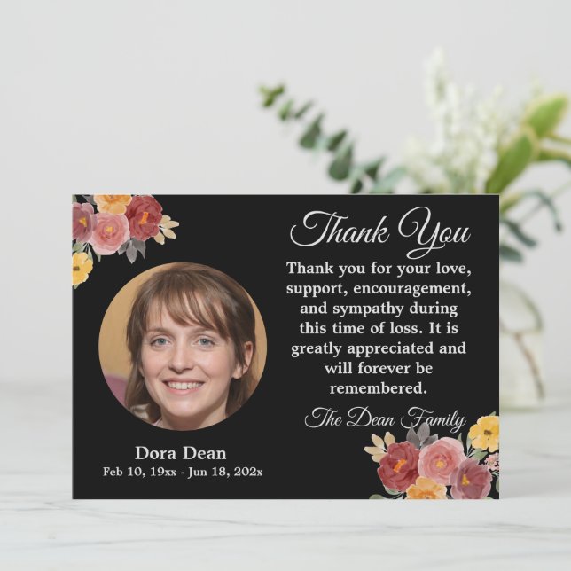 Tarjeta De Agradecimiento Simpatizantes Recuerdos Funerales Recubrimiento de (Anverso de pie)