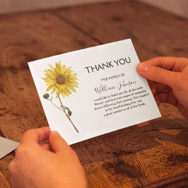 Tarjeta De Agradecimiento Simpe Sunflower Funeral