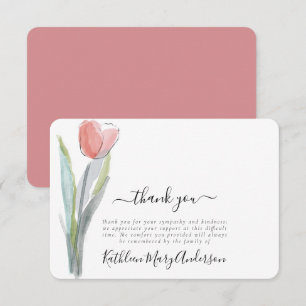 Tarjeta De Agradecimiento Simple acuarela Tulip Funeral Memorial Gracias