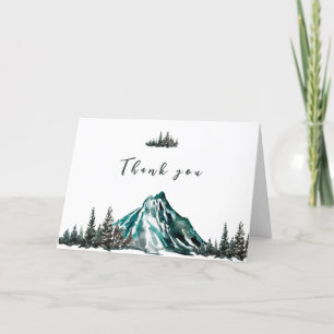 Tarjeta De Agradecimiento Simple Adventure Begin Mountain Pine Baby Shower