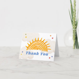 Tarjeta De Agradecimiento Simple Aquí Viene El Baby Shower Son Sunshine